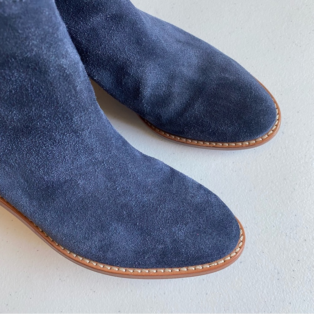 Loeffler Randall Size 6 Navy Blue Suede Leather Almond Toe Zip-up Ankle Bootie - Picture 5 of 7